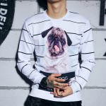 Top Quality Pug Gog Stripe With White 3D Printed Sweatshirt Men/Women 0-Neck Long Sleeves Casual Couple Hoody Sportwear Tops