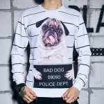 Top Quality Pug Gog Stripe With White 3D Printed Sweatshirt Men/Women 0-Neck Long Sleeves Casual Couple Hoody Sportwear Tops