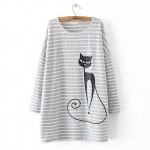 Top Sale Cartoon animal print t shirt women tops tees full T-shirt cat printed summer loose plus size T shirts