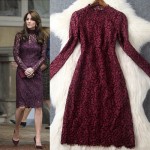 Top quality new arrival 2016 spring summer long sleeve women fashion lace dress purple celebrity wear kate princess sexy dresses