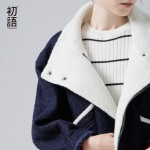 Toyouth 2017 New Arrival Fashion Wollen Coat Autumn Button Pockets Patchwork Stand Collar Wool Blends