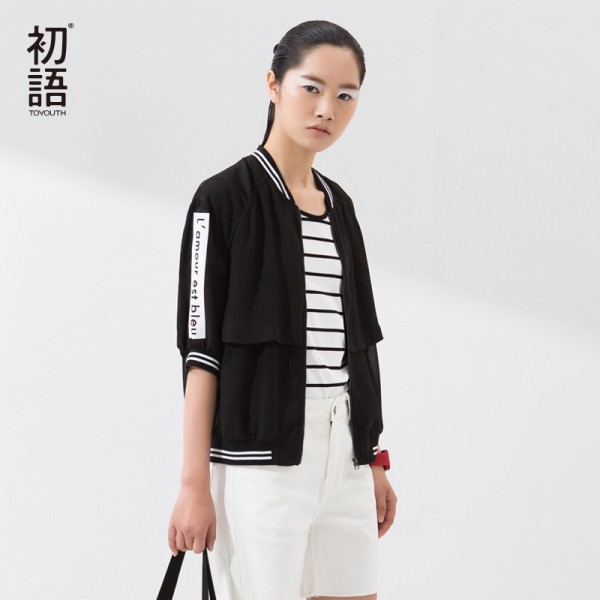 Toyouth 2017 New Arrival Summer Lady Jacket Coat Thin Whorl Half Sleeve Cardigan Women All-Match Short Wide-waisted Jacket