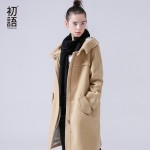 Toyouth 2017 New Arrival Women Casual Wollen Coat Autumn Pockets Button Zippers Turn-down Collar Wollen Coat