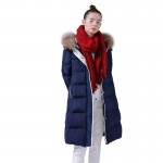 Toyouth 2017 Winter New Duck Down Coats Female Long Warm Fur Neck Hoodies Overcoats Loose Casual Outwear