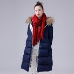 Toyouth 2017 Winter New Duck Down Coats Female Long Warm Fur Neck Hoodies Overcoats Loose Casual Outwear