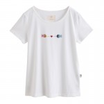 Toyouth 2017 Women Summer Simple T-Shirts Embroidery Fish Pattern O-Neck Basic T-Shirts Female Loose Casual Tees White Color