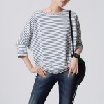 Toyouth 2017 Women T Shirt New Spring Autumn Woman O Neck Batwing Half Sleeve Casual Stripe Tee Girl Tops