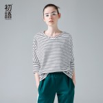 Toyouth 2017 Women T Shirt New Spring Autumn Woman O Neck Batwing Half Sleeve Casual Stripe Tee Girl Tops