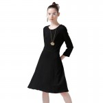 Toyouth Dress 2017 Spring New Women Brief Black Color Slim Knee-Length Elegant Party Dresses