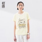 Toyouth New Arrival Women Cotton T-Shirts Cartoon Print Summer Casual O-Neck Loose Tops Tees