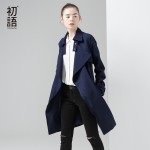 Toyouth Trench Coat 2017 Spring Women Coats Turn-Down Collar British Style Medium Long Outwears Coat