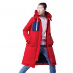 Toyouth Winter Coat Women 2017 Hoody Patchwork Solid Fashion White Duck Down Padded Long Parka Plus Size