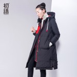 Toyouth Winter Coat Women 2017 Hoody Patchwork Solid Fashion White Duck Down Padded Long Parka Plus Size