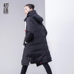 Toyouth Winter Coat Women 2017 Hoody Patchwork Solid Fashion White Duck Down Padded Long Parka Plus Size