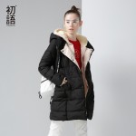 Toyouth Winter Jacket Women 2017 Hooded Double Breast Medium-Long Thicken Fake Two Piece Warm Snow Coat