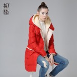 Toyouth Winter Jacket Women 2017 Hooded Double Breast Medium-Long Thicken Fake Two Piece Warm Snow Coat