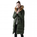 Toyouth Winter New Hoodies Long Duck Down Coat Female Slim Line Long Jacket Coats Outwear Style