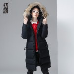 Toyouth Winter New Hoodies Long Duck Down Coat Female Slim Line Long Jacket Coats Outwear Style