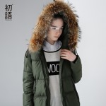 Toyouth Winter New Hoodies Long Duck Down Coat Female Slim Line Long Jacket Coats Outwear Style