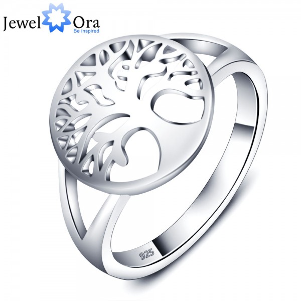 Tree of Life Classic Accessories 925 Sterling Silver Rings For Women New  (JewelOra RI102308)