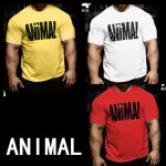 Trends in 2016 fitness cotton brand clothes for men Animal print tracksuit t shirt muscle shirt bodybuilding Tee large XXL