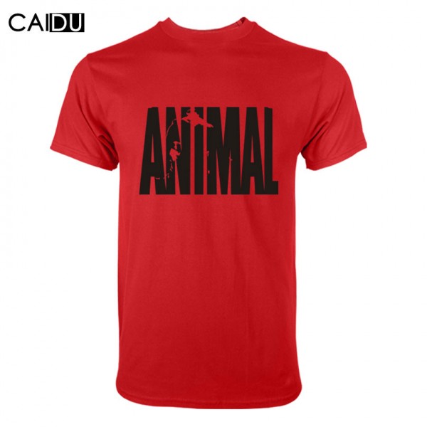 Trends in 2016 fitness cotton brand clothes for men Animal print tracksuit t shirt muscle shirt bodybuilding Tee large XXL