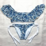 Two-Piece Suits Young girls Ruffled white Orange low waist sexy swimwear bikini Lace women's swimming swimsuit   D021