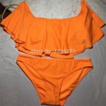 Two-Piece Suits Young girls Ruffled white Orange low waist sexy swimwear bikini Lace women's swimming swimsuit   D021