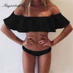 Two-Piece Suits Young girls Ruffled white Orange low waist sexy swimwear bikini Lace women's swimming swimsuit   D021