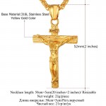 U7 Cross INRI Crucifix Jesus Piece Pendant & Necklace Gold Color Stainless Steel Men Chain Christian Jewelry Gifts Vintage P624