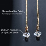 USTAR 2.0 ct AAA Zircon Stud Earrings for women long chain Rose Gold Color crystal Earrings female Jewelry fashion brincos gift