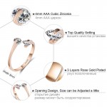 USTAR AAA Zircon Wedding Rings for women opening Rose gold color Crystal engagement rings female anel adjustable size