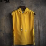 Under the zipper pull fork fashion type big yards leisure without sleeve hooded fleece male head Ma3 jia3 tide hoodies