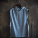 Under the zipper pull fork fashion type big yards leisure without sleeve hooded fleece male head Ma3 jia3 tide hoodies