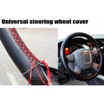 Universal Car Steering-Wheel Cover hand-stitched 38cm leather steering wheel cover  funda volante housse volant voiture