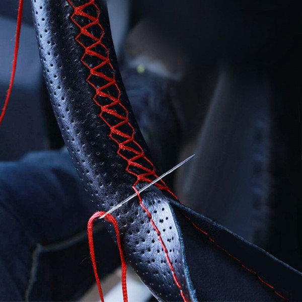 Universal PU Leather DIY Car Steering Wheel Cover Case With Needles and Thread #iCarmo