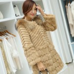 Upgrades Real Fur 100% Rabbit Skin 80 Cm Length Autumn Winter Sexy Lady's Favorite Female Coat  Sample FQ13020-2