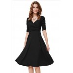 V Neck Sexy Office Dress  Big Size elegant dress womens dresses new arrival 2018 A Line Casual Summer Dress For Women J0014