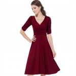 V Neck Sexy Office Dress  Big Size elegant dress womens dresses new arrival 2018 A Line Casual Summer Dress For Women J0014