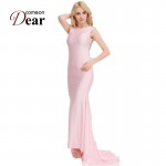 VB1017 Pretty Women Party Maxi Dress Black Pink Color Plus Size Long Dress Backless With Bow Formal Girls Dress For Evening