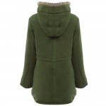 VESTLINDA Coats Big Size Fur Hooded Warm Coat Army Green Drawstring Jackets Coat Winter Jacket Women Warm Coats Parkas Plus Size