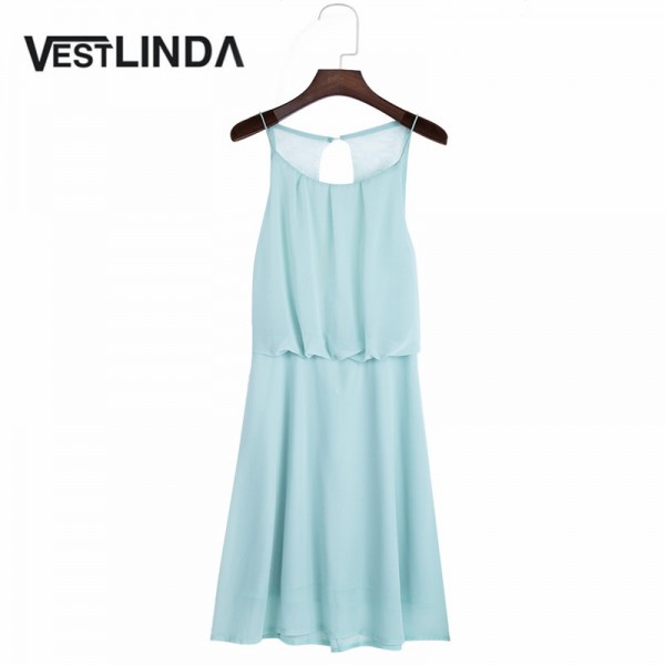 VESTLINDA Elegant Lace Summer Dress Women Chiffon Sleeveless Lace Party Dresses Female Spaghetti Strap Sexy Dress vesitdos Mujer