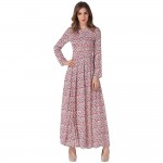 VESTLINDA Floral Print Maxi Dress Women Long Dresses Draped Ankle Length Robe Femme Vestidos Long Sleeve Spring Vintage Dress