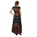 VESTLINDA Floral Print Maxi Dress Women Vintage A-Line Short Sleeve V Neck Empire Summer Sun Dresses Ankle Length Long Dress