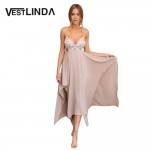 VESTLINDA Sexy Club Dress Women Summer Dresses Spaghetti Strap Sequins V Neck Backless Vestido De Festa Asymmetrical Maxi Dress