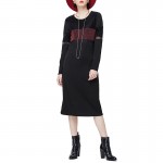 VING 2017 Dresses Autumn New Straight Dress Net Spliced Patchwork O-Neck Long Sleeve Black