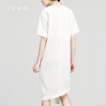 VING Dresses 2017 Summer Wommen Slim Asymmetrical Chiffon Dress