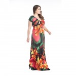 VITIANA Brand Womens Spring Elegant Clothing Bohemian V Neck Flower Print Maxi Long Party Casual Dress Plus Size 5XL 6XL