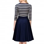 VITIANA Women Slimming Clothing Autumn Casual Striped Bodycon Dress Striped Patchwork O-Neck Office Dresses Vestidos de festa 