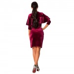 VITIANA Women Velvet Black Wine Red Sheath Dress Autumn Winter Ladies Vintage Office Round Neck Slim Bodycon Party Mini Dress